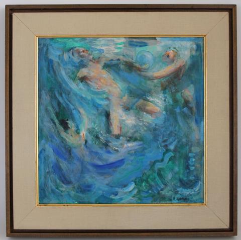 Abstracted Underwater Figures<br>Mid Century Oil<br><br>#19019