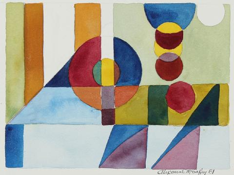 Rich Geometric Abstraction<br>1981 Watercolor<br><br>#22649