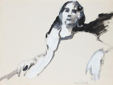 Monochrome Reclining Figure<br>1950-60s Distemper on Paper<br><br>#23223