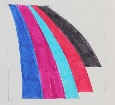 Hard Edge Abstract Study <br>Mid Century Pen & Ink <br><br>#24323