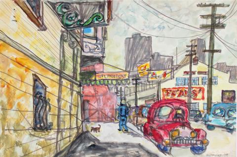 <i>San Francisco Street</i><br>1949 Ink & Watercolor<br><br>#30960