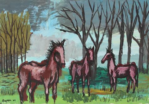 <i>Three Horses</i><br>1944 Gouache<br><br>#31358