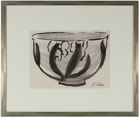 Monochromatic Drawing of A Bowl&lt;br&gt;1960s Ink Drawing&lt;br&gt;&lt;br&gt;#9975