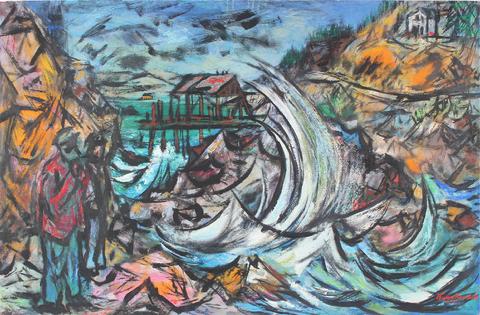 <i>Turbulent Coast</i><br>Oil & Casein Scene<br><br>#33531