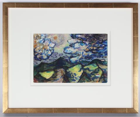 Expressionist Hawaii Landscape<br>1969 Ink & Pastel<br><br>#33396