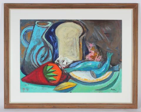 <i>Marinated Herring</i><br>1956 Oil & Casein<br><br>#33404