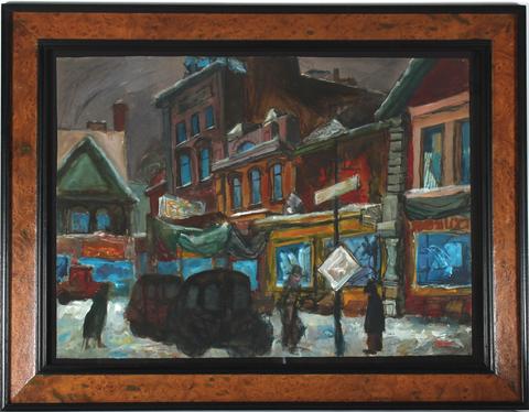 <i>Kensington, Toronto #2</i><br>1955 Oil & Casein on Paper<br><br>#33401