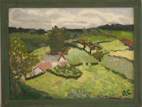 Cloudy Landscape<br>Mid Century Oil<br><br>#4267