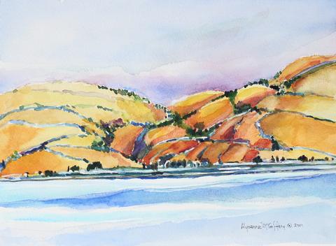 <i>Looking Towards Marshes</i>, Inverness, CA<br>2011 Watercolor<br><br>#43889