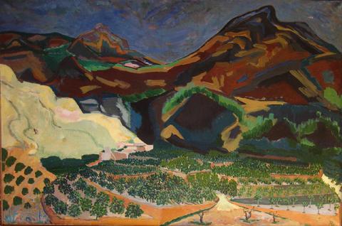 Abstracted Mountain Range<br>Oil, 1940-60s<br><br>#4917