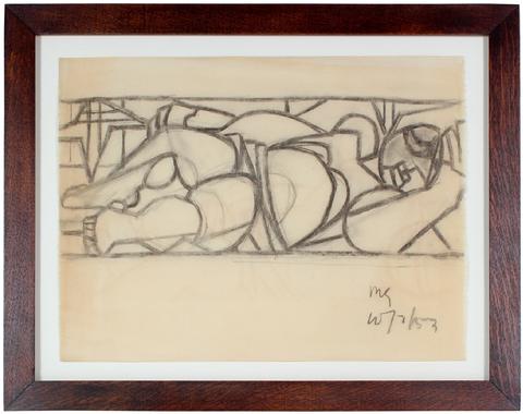 Abstracted Reclining Form<br>1953 Charcoal<br><br>#49944