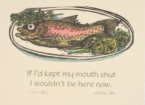 Carol Cunningham | Regretful Fish | Late Century Woodcut