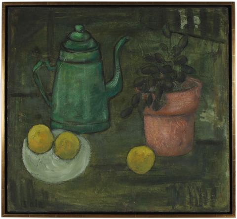 Still Life With Watering Can & Lemons<br>Mid Century Oil<br><br>#69707