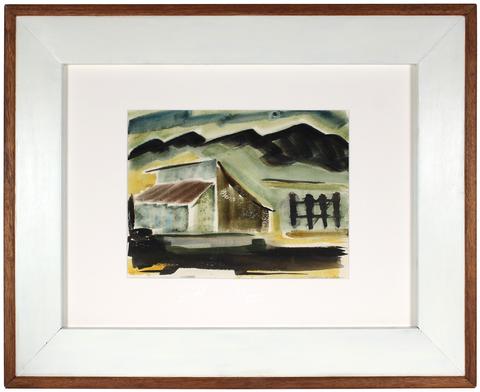Abstracted Landscape In Dark Tones<br>1960-70s Watercolor<br><br>#71341