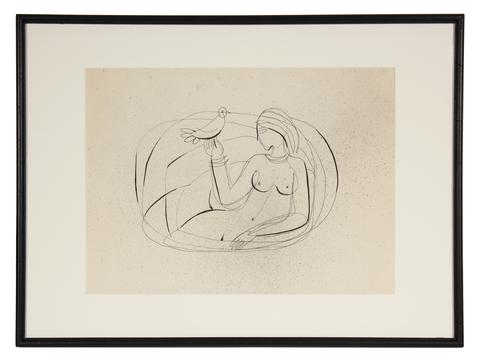 Minimalist Nude Line Drawing<br>Mid Century Ink on Paper<br><br>#72004
