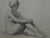 Pensive Female Nude<br>1920-30s Charcoal<br><br>#9737