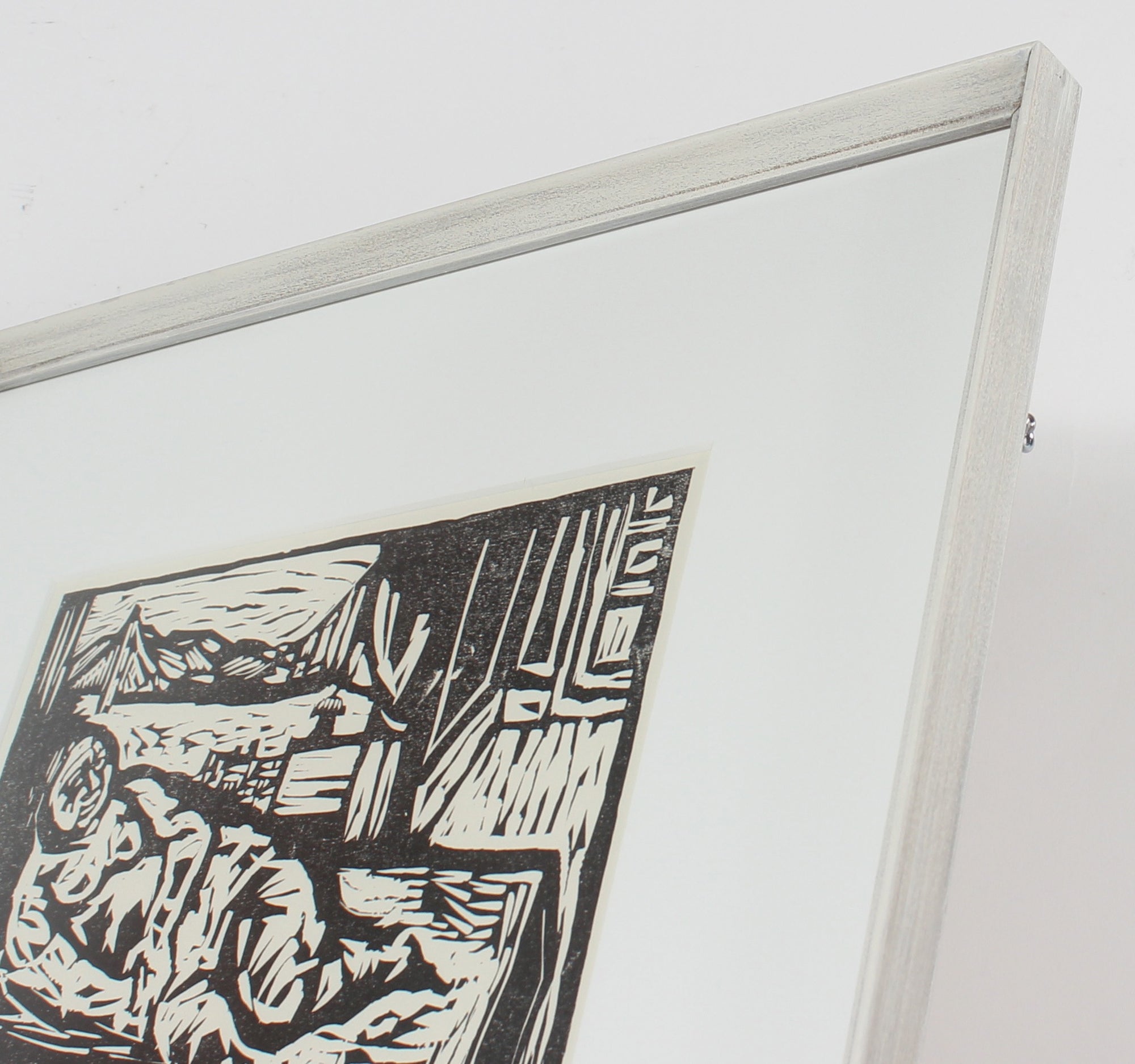 Mid Century Modern Linoleum Block Figure Scene<br>Posthumous Print<br><br>#48728