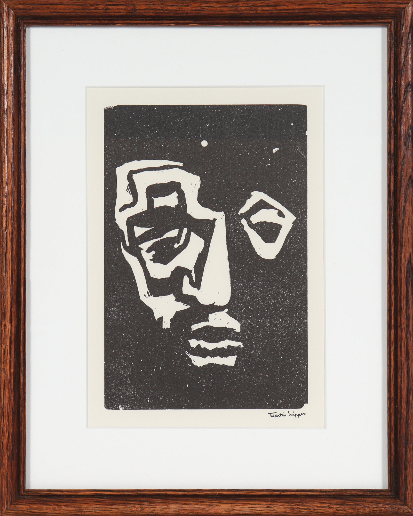 Portrait in Reduction <br>Mid 20th Century Linoleum Block Print <br><br>#48880