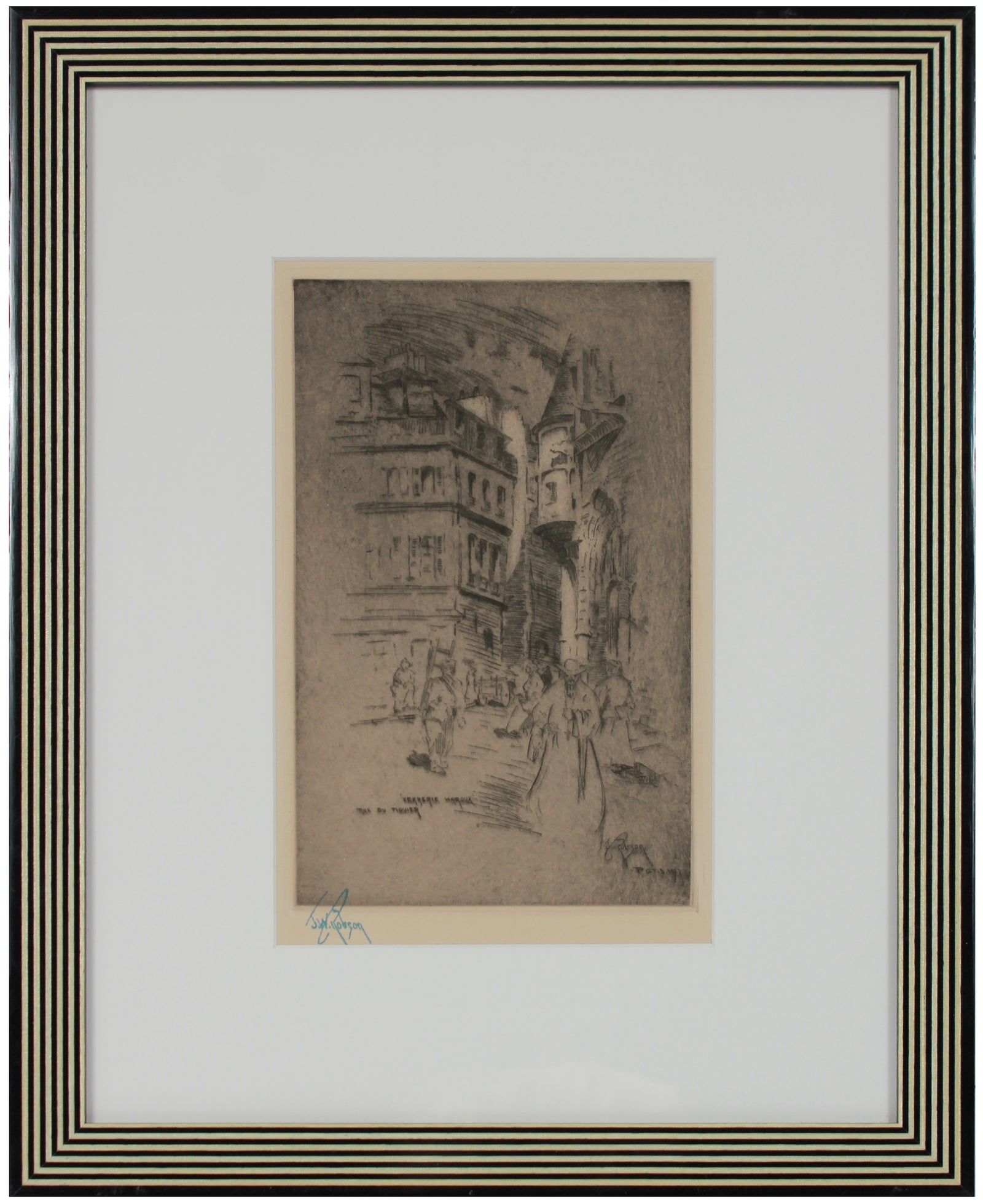 Parisian Scene <br>1907 Etching <br><br>#4999