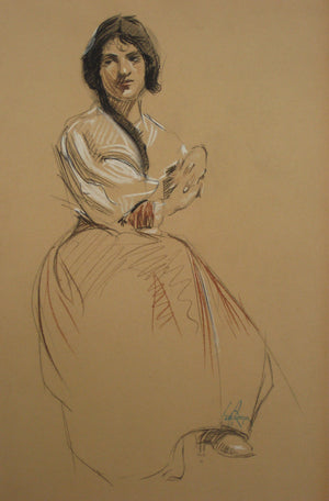 Parisian Woman Study <br>Charcoal, 1905 <br><br>#5018