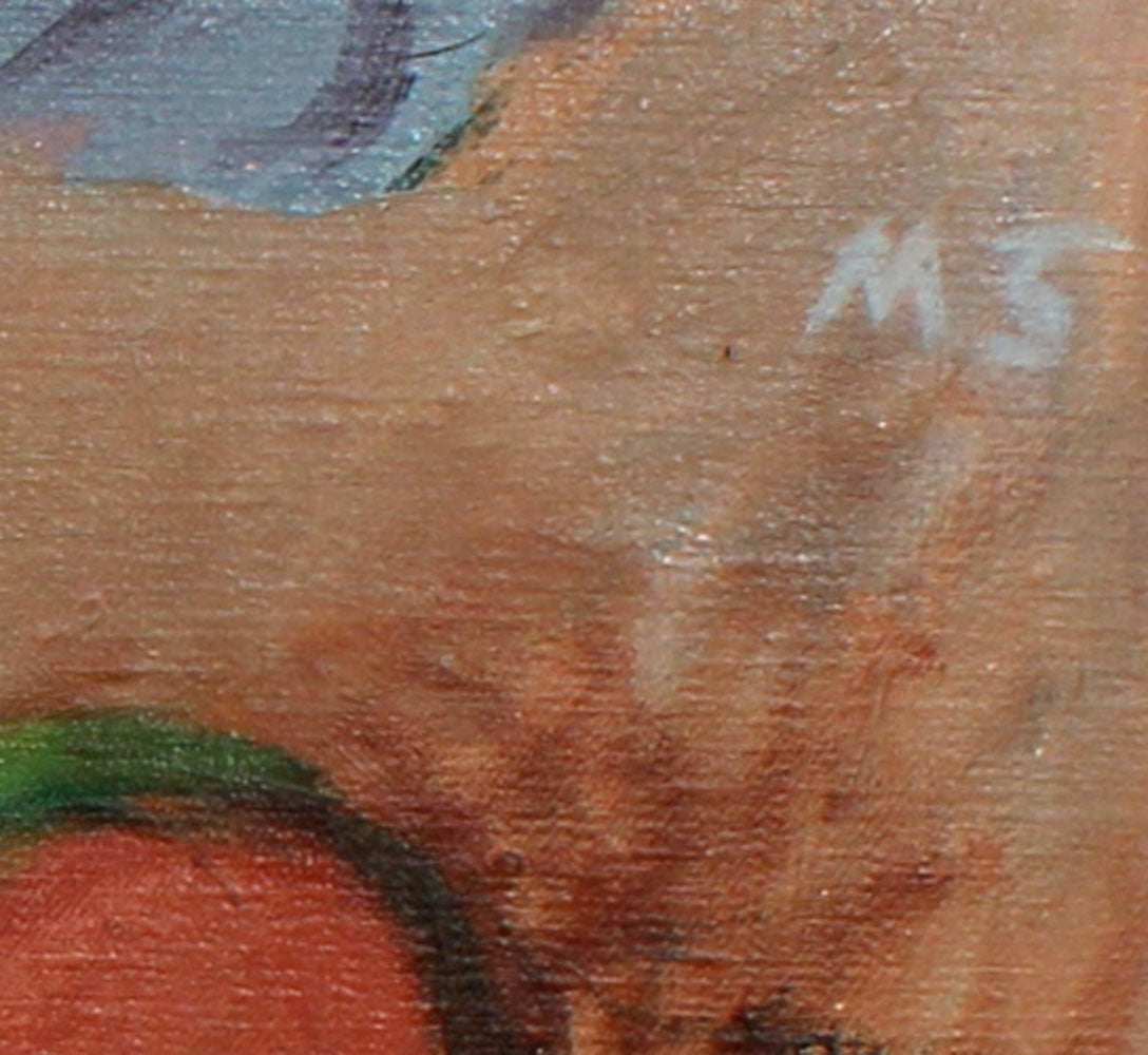 Mid Century Expressionist Figure Scene <br>1940s Oil <br><br>#50213