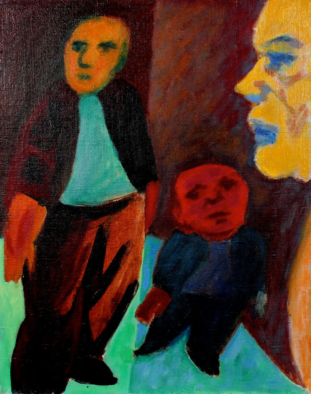 Surreal Mid-Century Figures <br>Late 1940s Oil <br><br>#50217