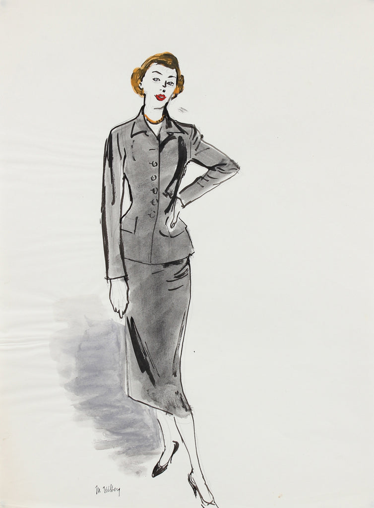 Gray Ladies Suit, Mixed Media, 1946-54, #5208