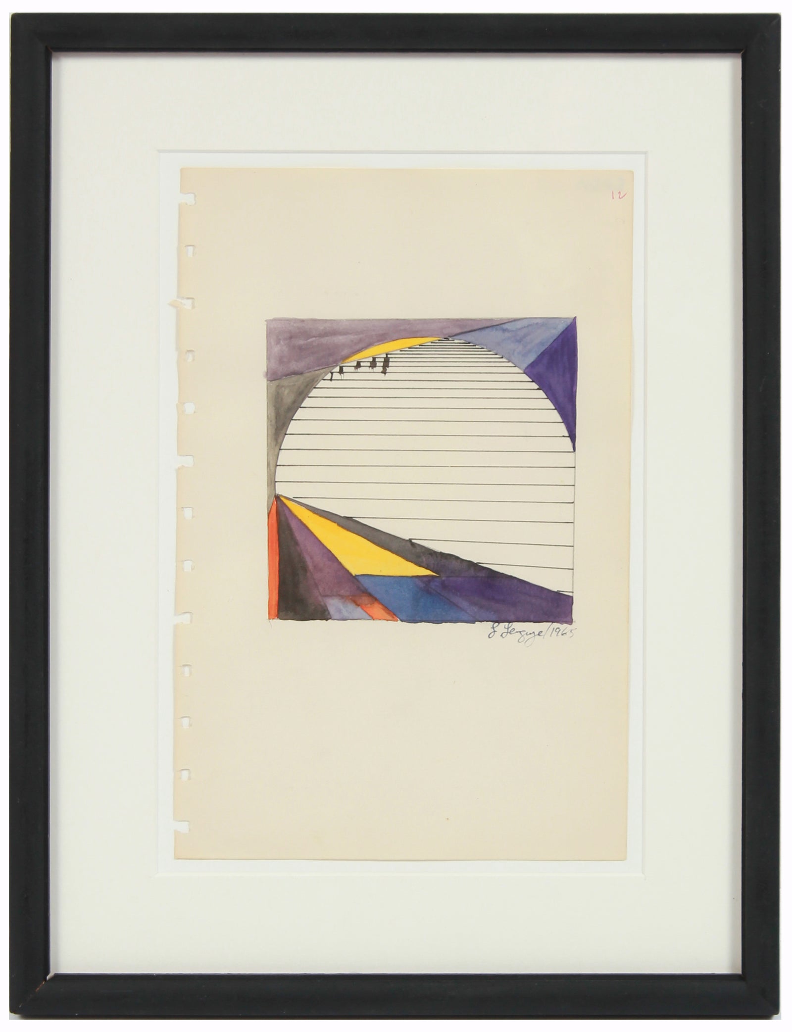 Surreal Landscape Horizon <br>1965 Ink & Gouache <br><br>#58301