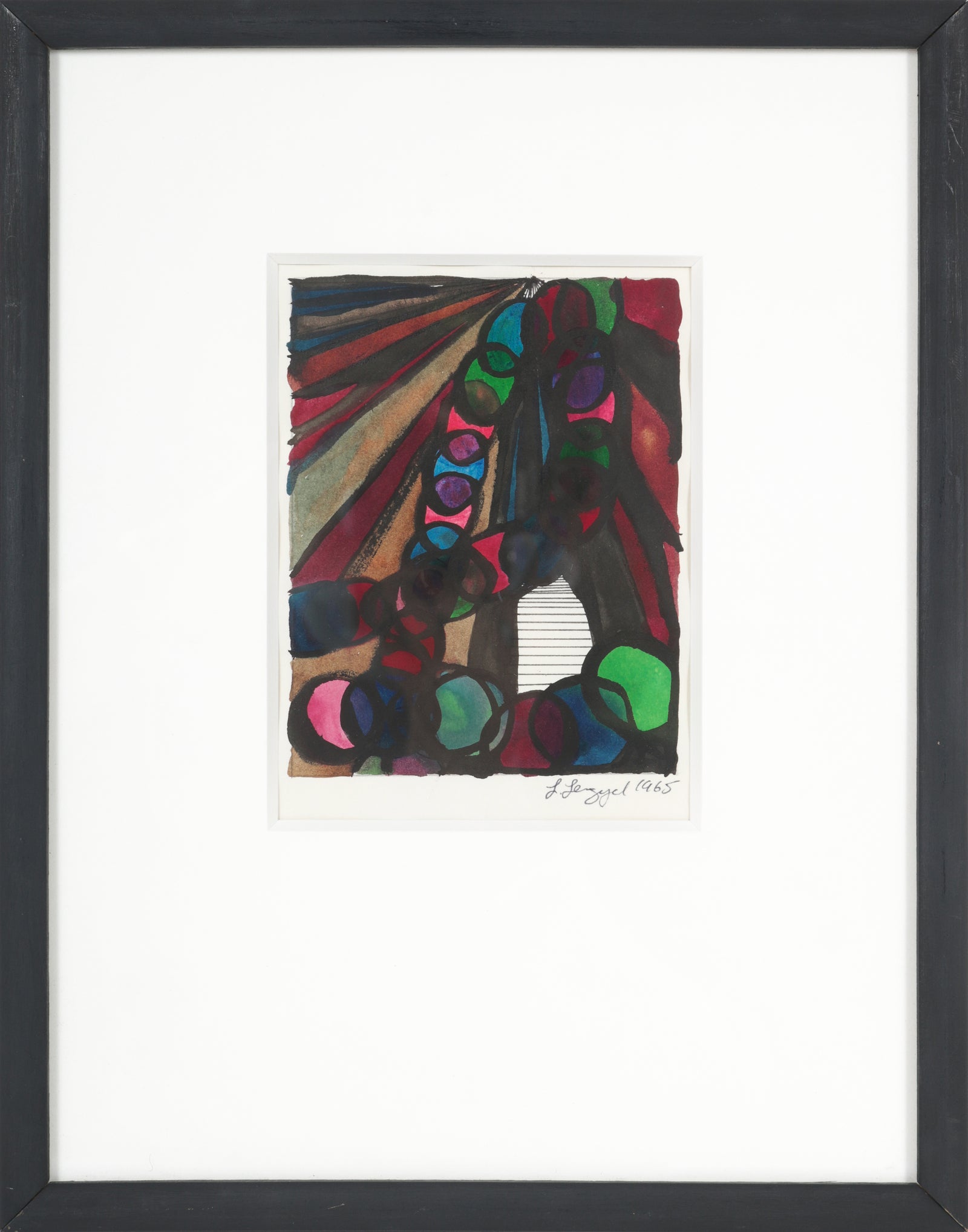 Playful Geometric Abstract <br> 1965 Ink and Gouache<br><br>#58323