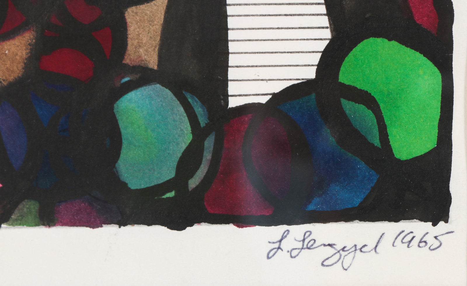 Playful Geometric Abstract <br> 1965 Ink and Gouache<br><br>#58323