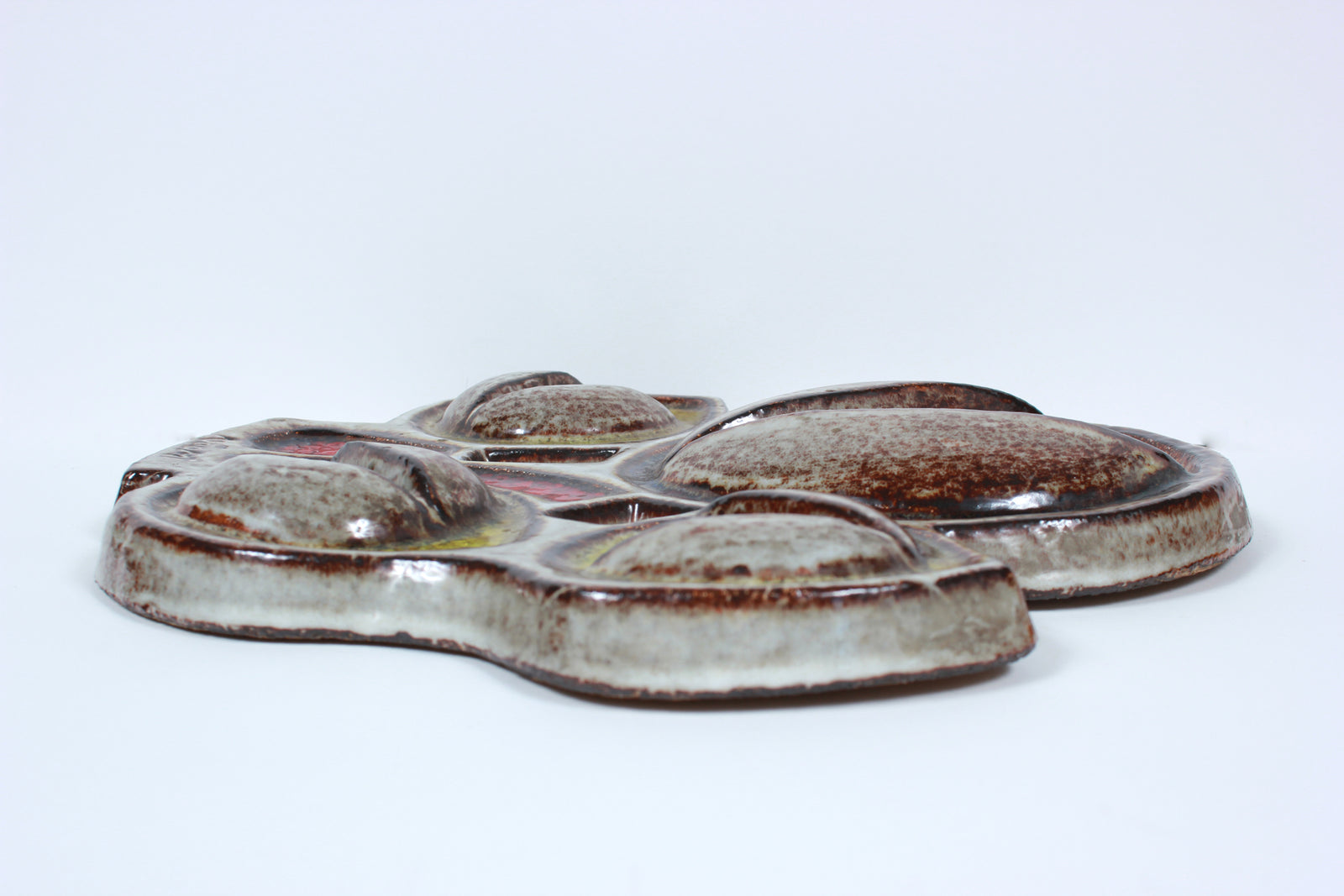 Abstracted Floral Sculpture <br>Mid Century Ceramic & Enamel <br><br>#5955