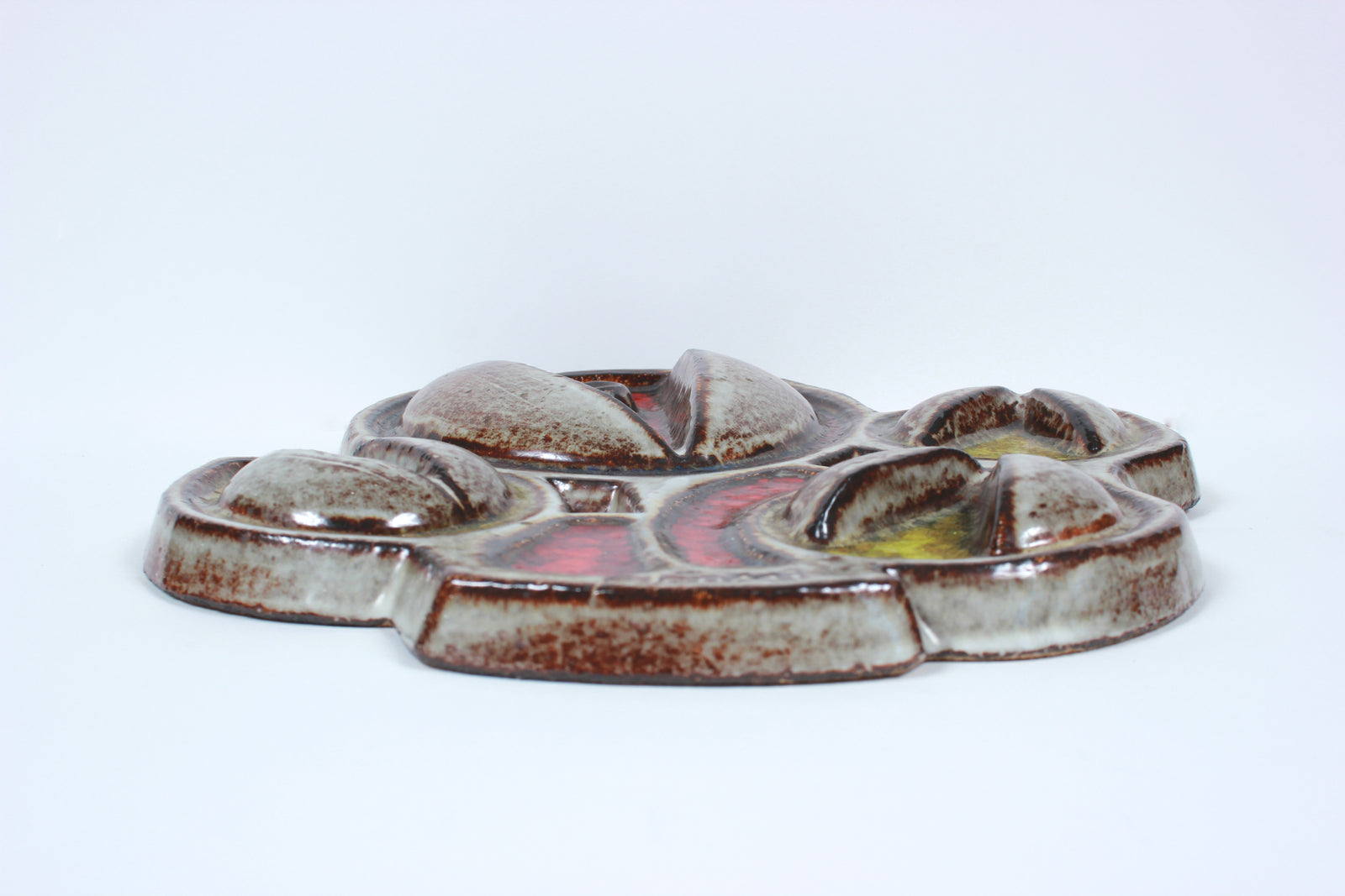 Abstracted Floral Sculpture <br>Mid Century Ceramic & Enamel <br><br>#5955