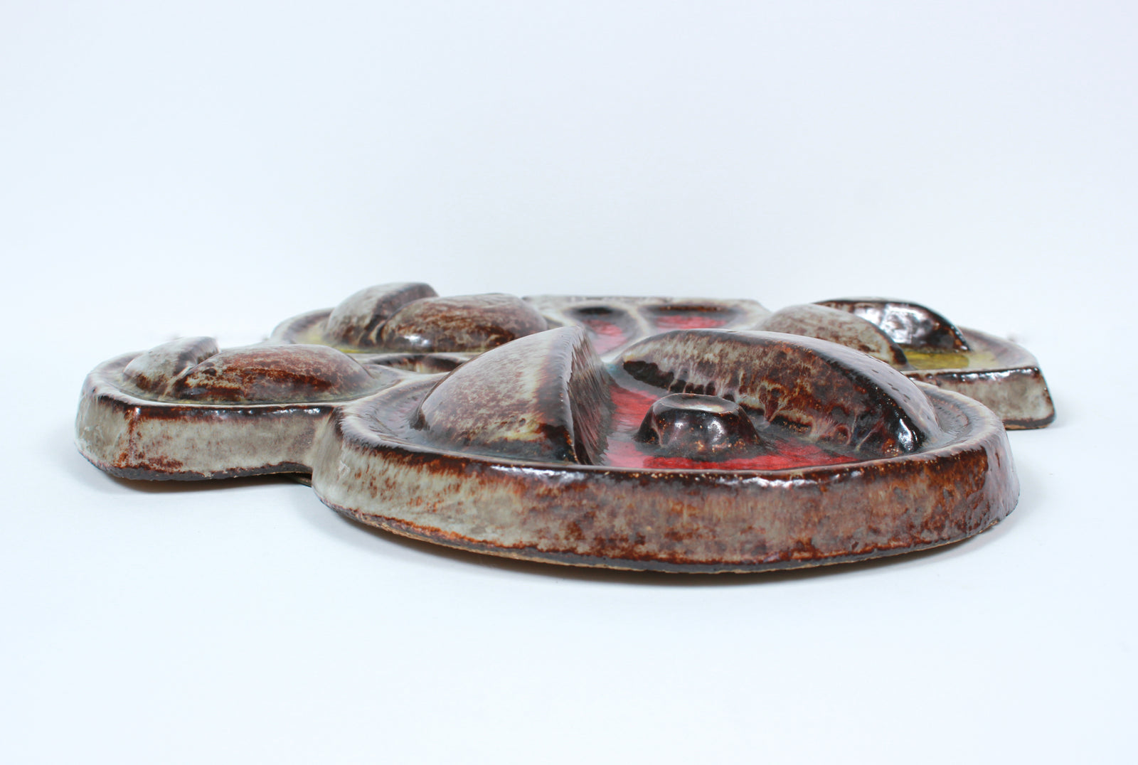 Abstracted Floral Sculpture <br>Mid Century Ceramic & Enamel <br><br>#5955