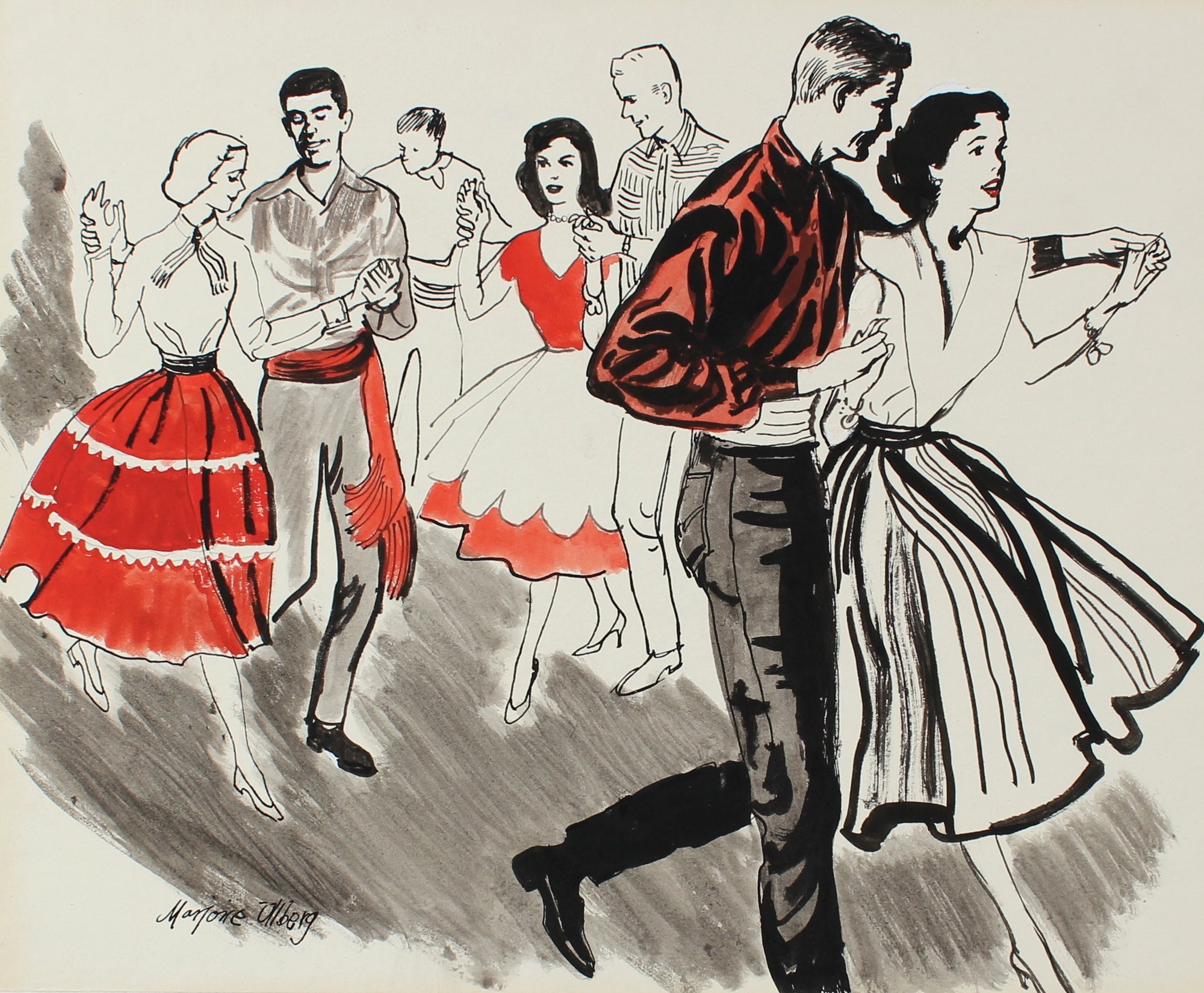 Dancing Couples<br>Ink & Gouache, 1946-54<br><br>#5973
