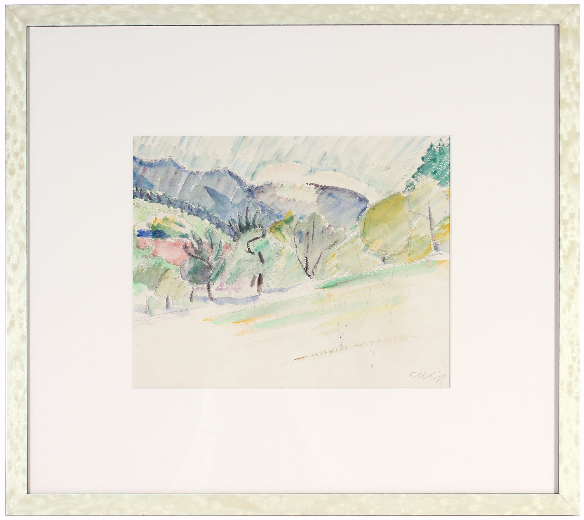 <i>Landscape</i> <br>Early 20th Century Watercolor & Charcoal <br><br>#60097