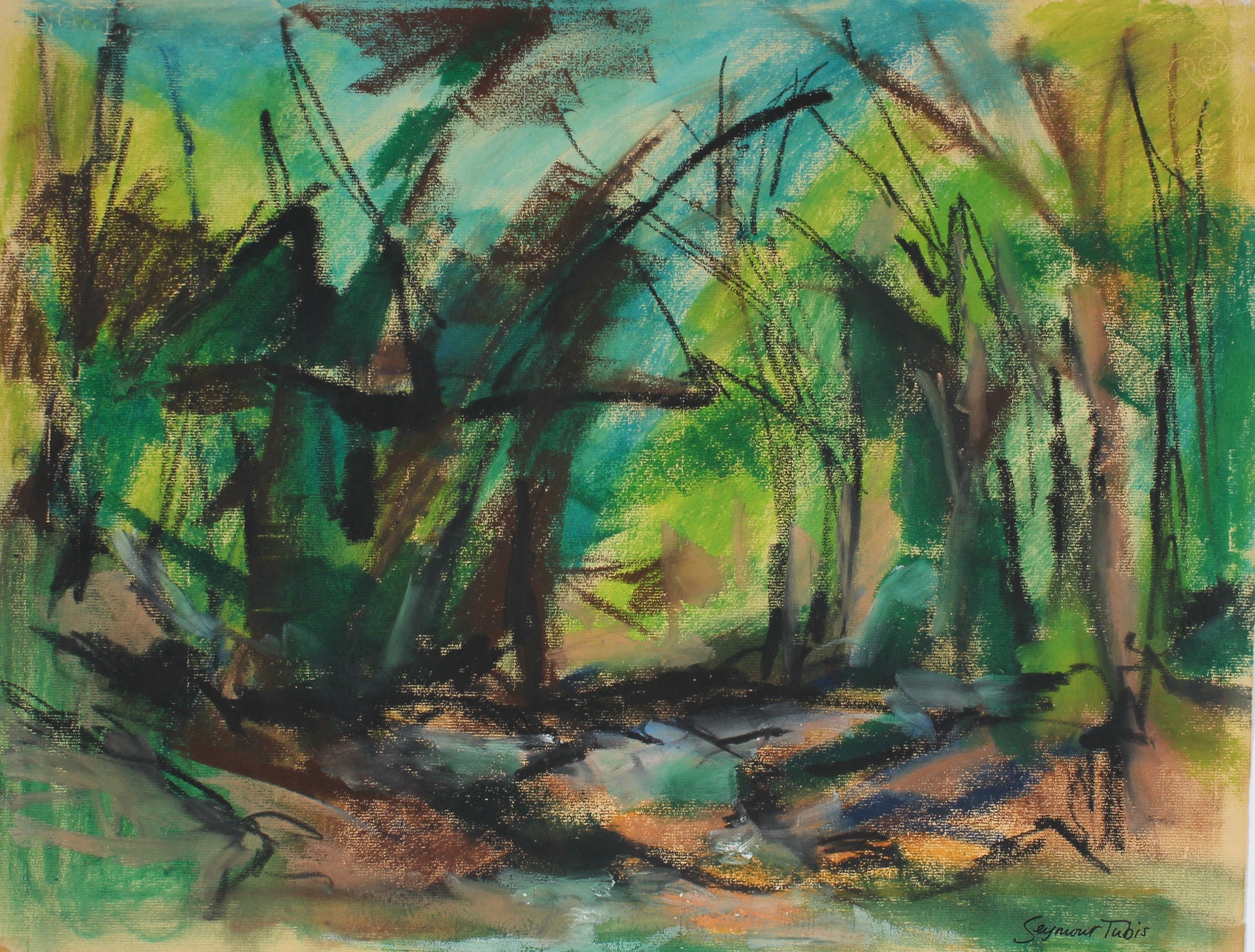 Expressionist Landscape <br>Mid-Late 20th Century Pastel <br><br>#62760