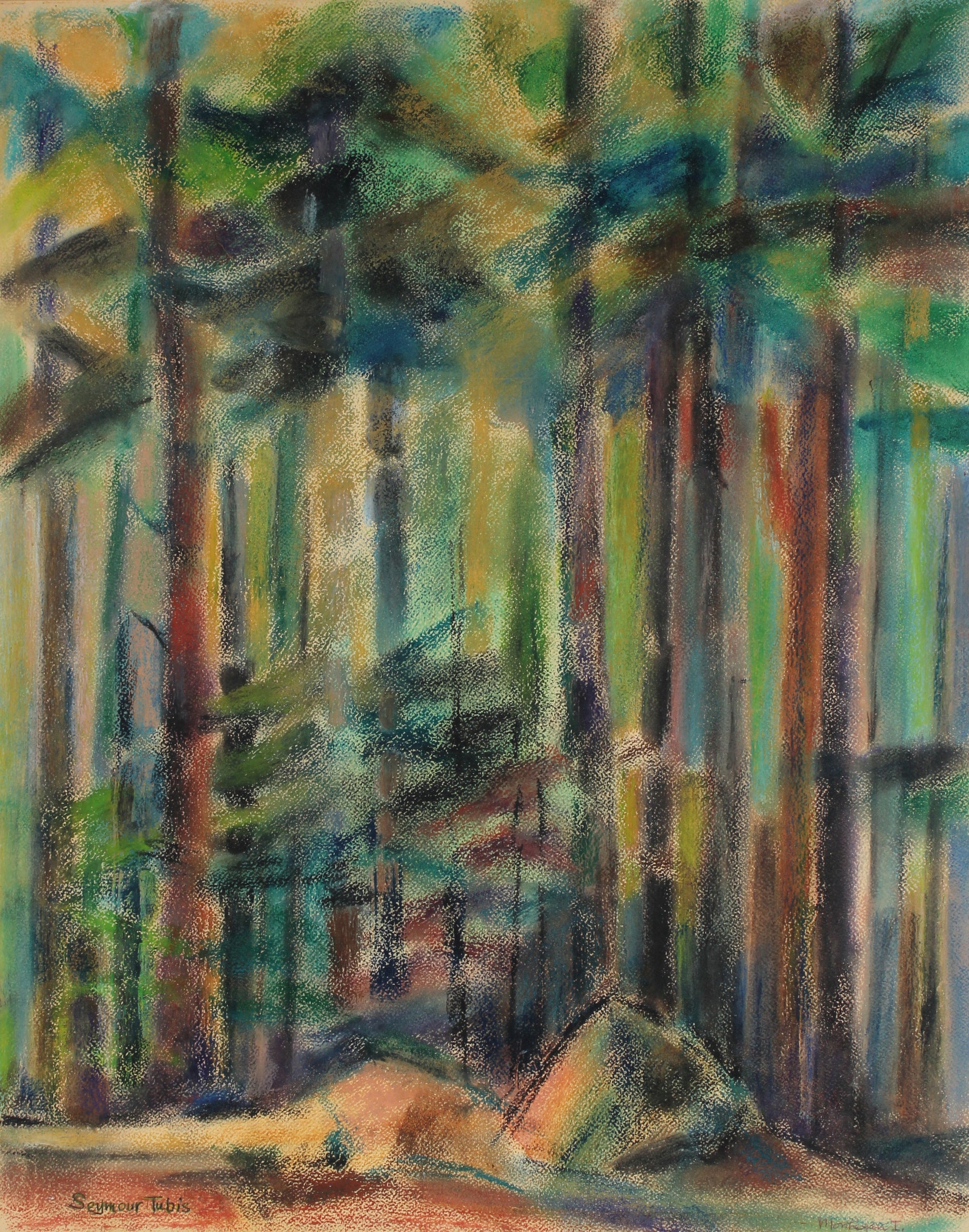 Abstracted Redwood Trees<br>1962 Pastel<br><br>#66777