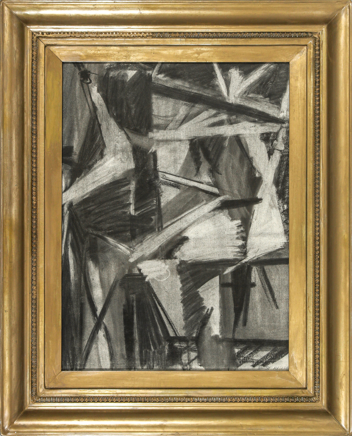 Monochrome Cubist Abstract &lt;br&gt;1950 Charcoal &lt;br&gt;&lt;br&gt;#66814