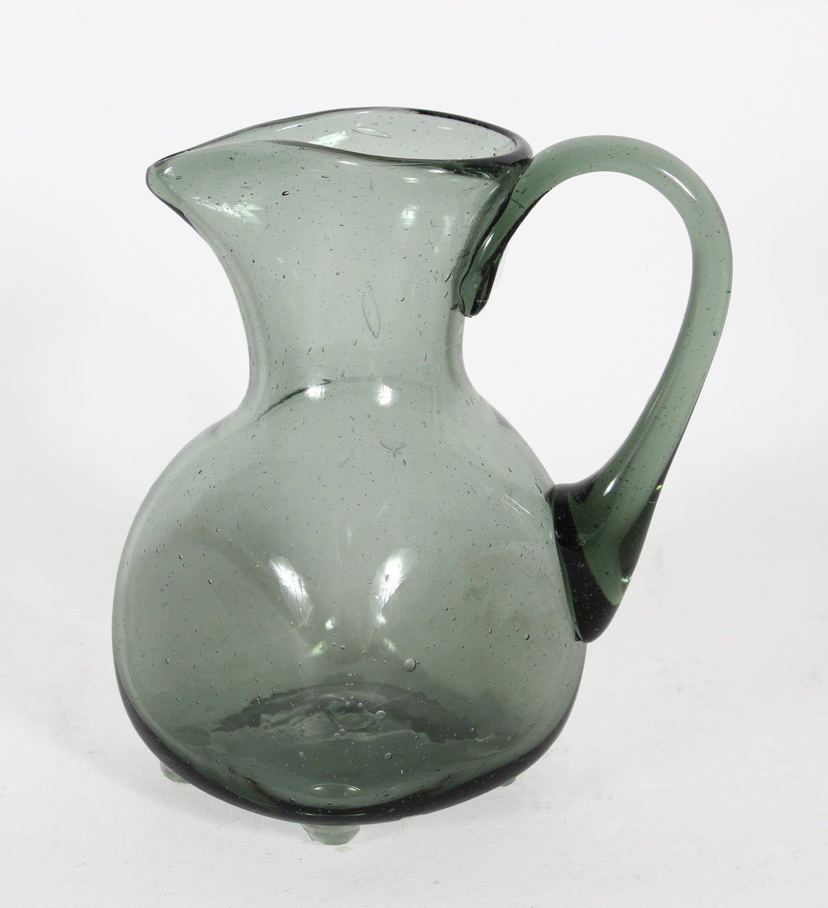 Smokey Gray Mid Century Handblown Glass Pitcher &lt;br&gt;&lt;br&gt;#68318