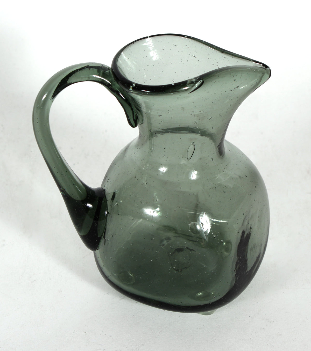 Smokey Gray Mid Century Handblown Glass Pitcher <br><br>#68318