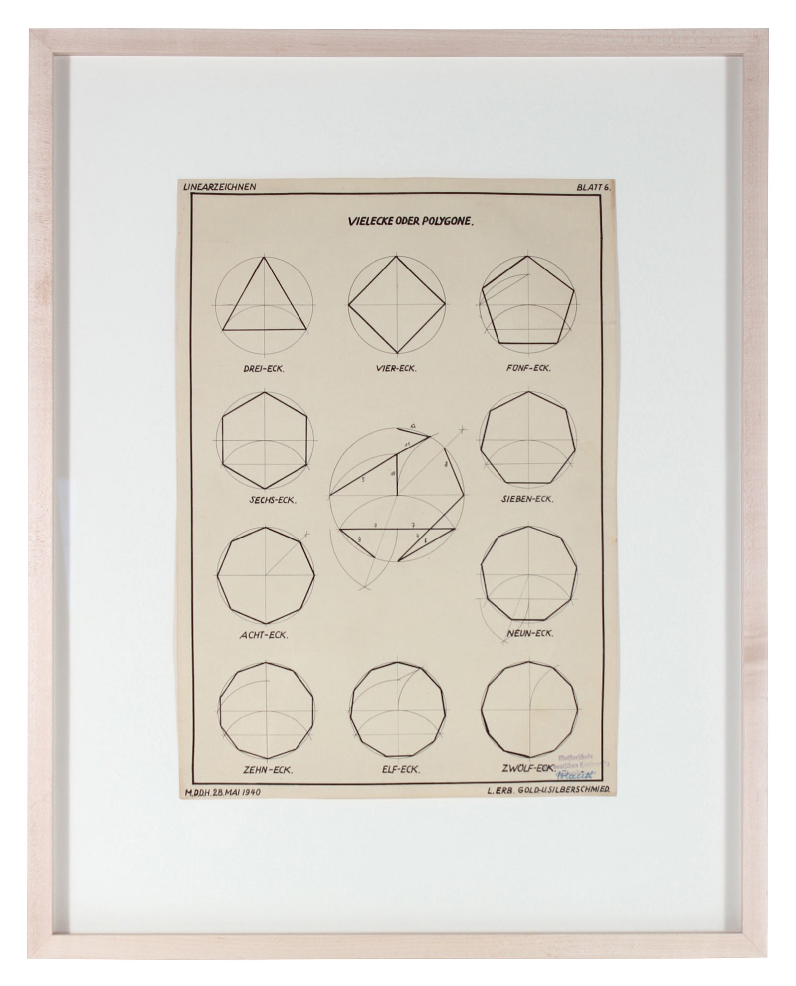 Geometric German Engineering Drawing <br>1941 Ink & Watercolor <br><br>#71112