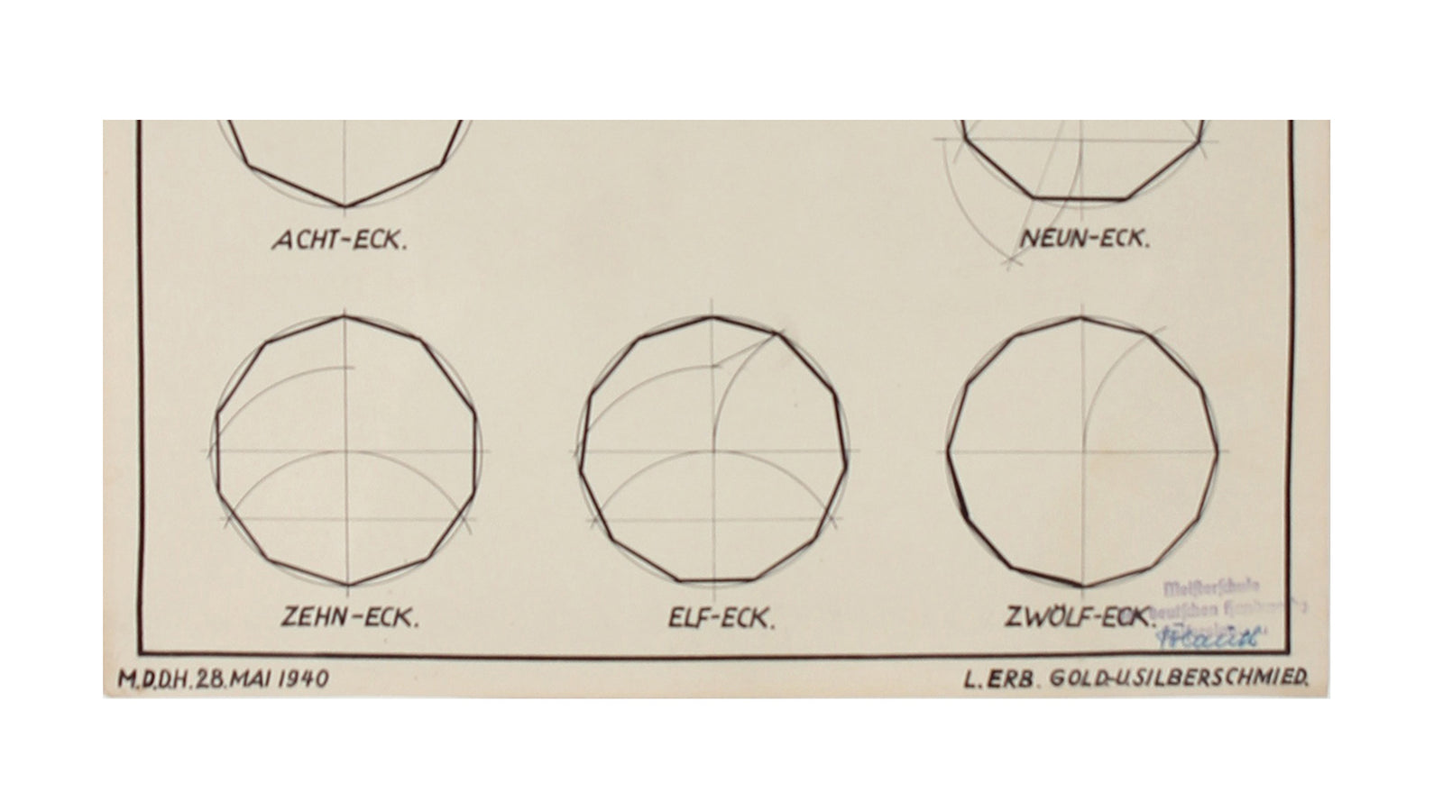 Geometric German Engineering Drawing <br>1941 Ink & Watercolor <br><br>#71112
