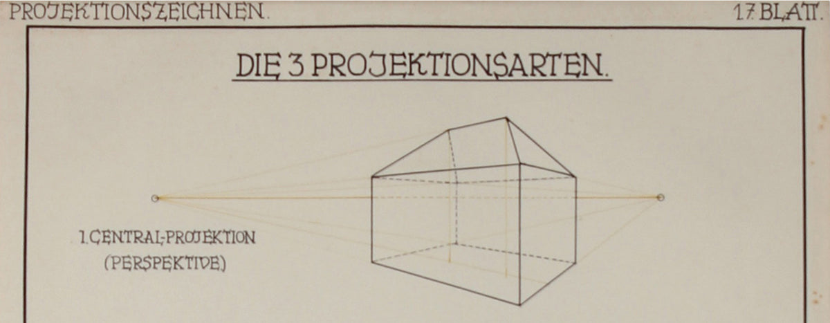 Vintage Geometric Architectural Illustration <br>1940 Ink, Germany <br><br>#71114
