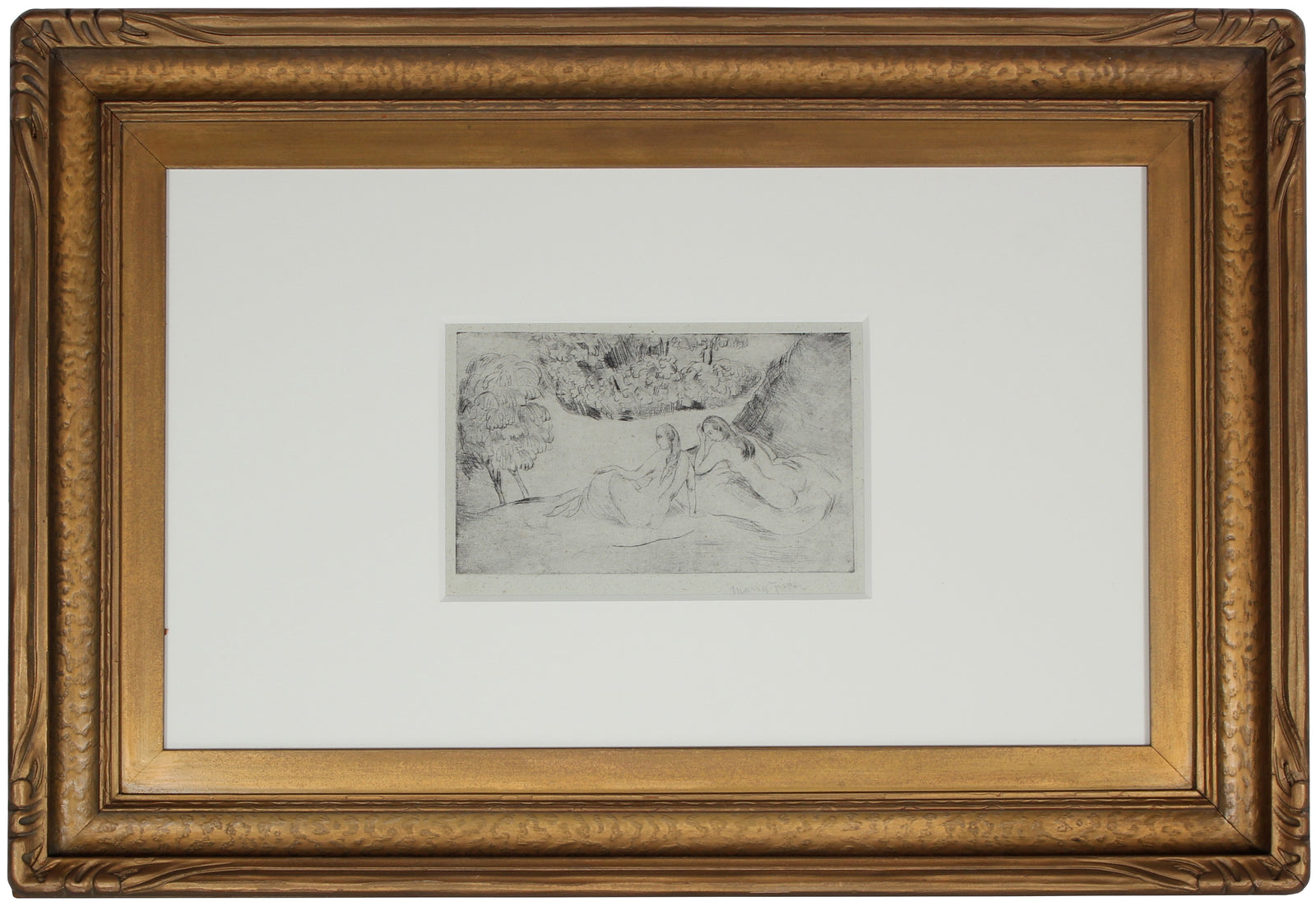 Nudes in the Park<br>1920s Etching<br><br>#71192