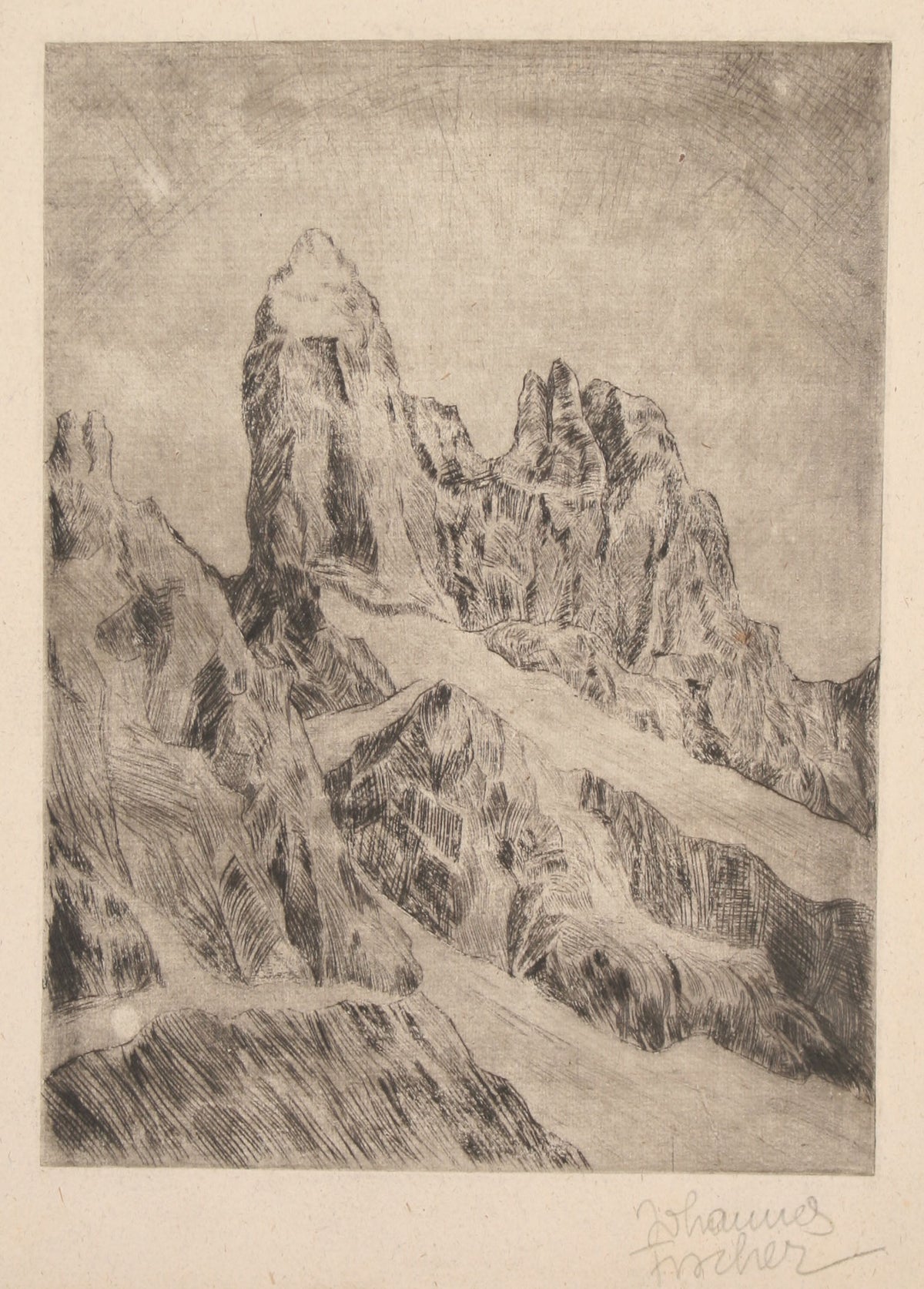 <i>Austrian Secessionist Landscape</i><br>1920s Etching<br><br>#71194