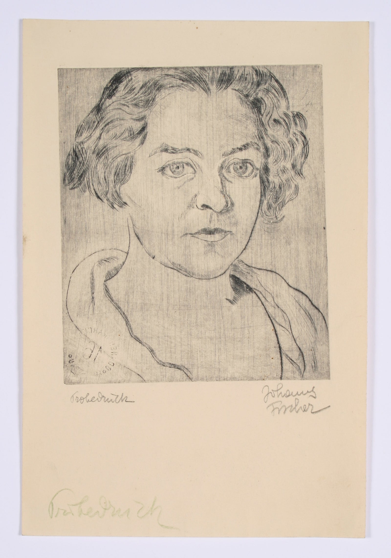 <i>Austrian Secessionist Portrait</i><br>1920s Etching<br><br>#71197