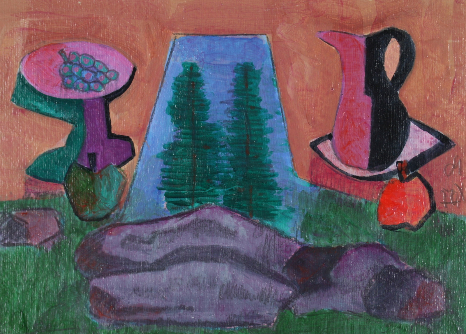 <i>Picnic by Rock</i><br>2009 Acrylic Scene<br><br>#71265