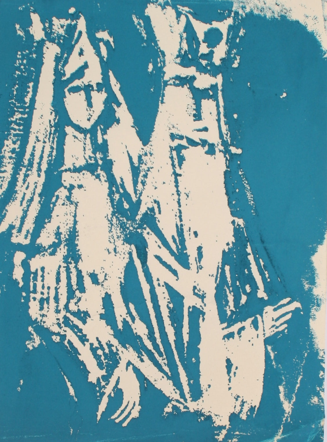 Abstracted Figures in Blue<br>Late Century Serigraph<br><br>#71349