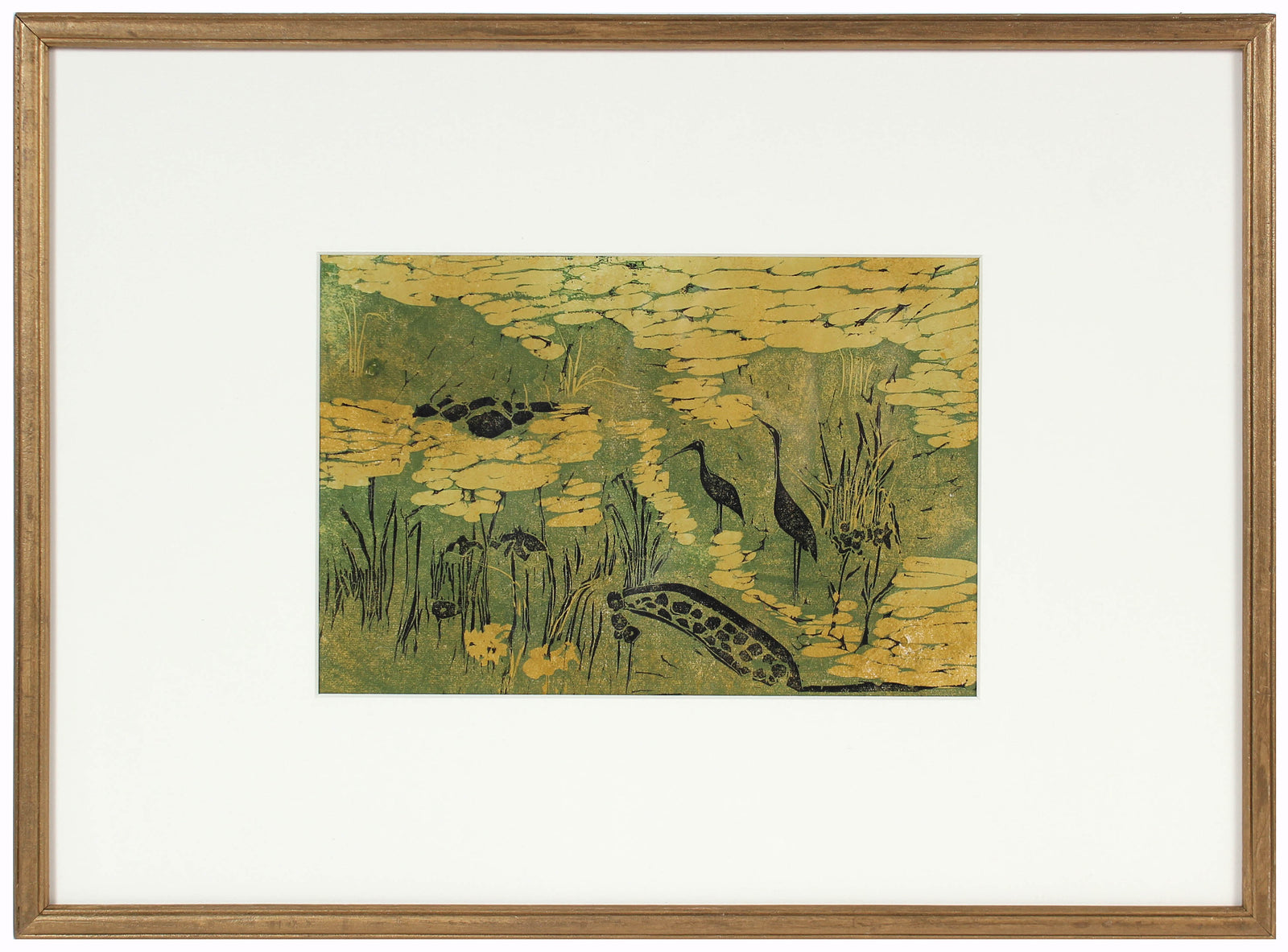 <i>Nelumbu</i><br>1960-70s Linoleum Block Print<br><br>#71352