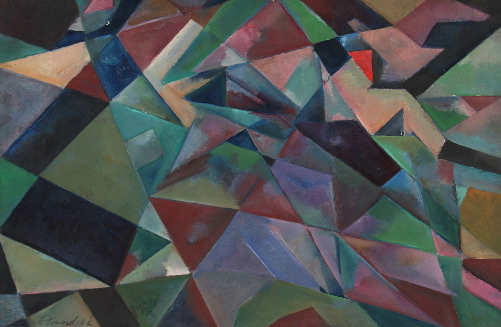 Small Desaturated Abstract <br>20th Century Oil on Paper<br><br>#71430